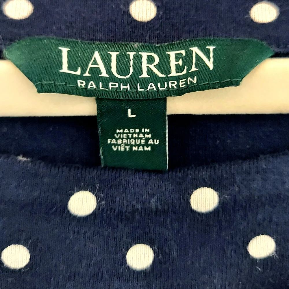 Ralph Lauren Blue and White Fitted Cap Sleeve Blouse - Picture 4 of 4